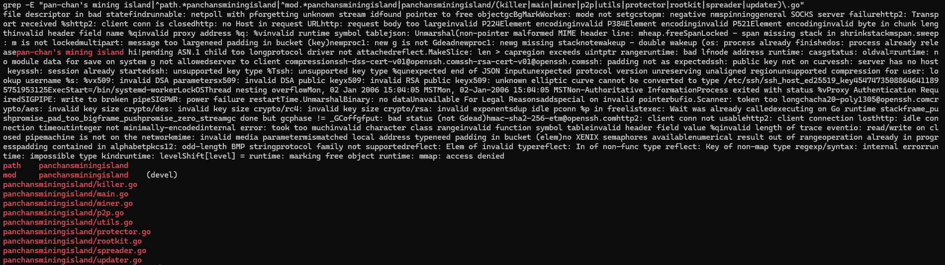 PANCHAN strings found in captured payload